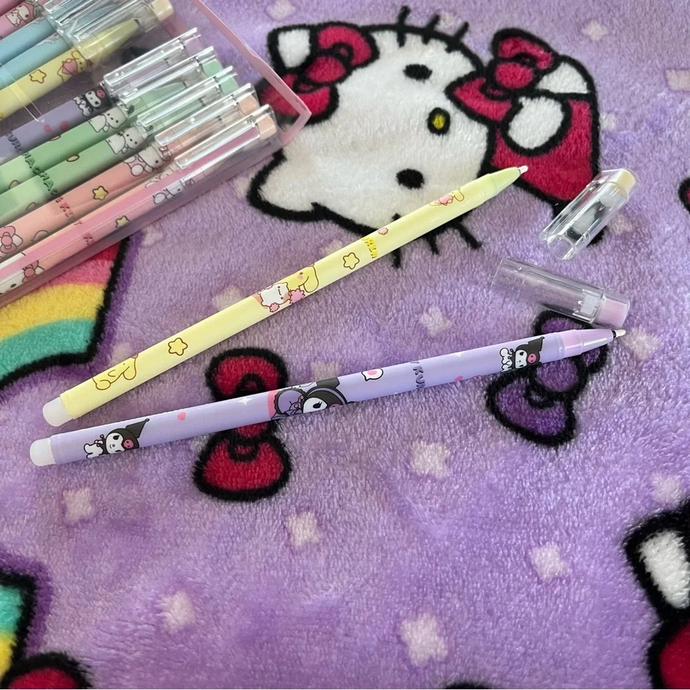 Set of 12 Sanrio Black Ink Pens in a Plastic Carrying Case